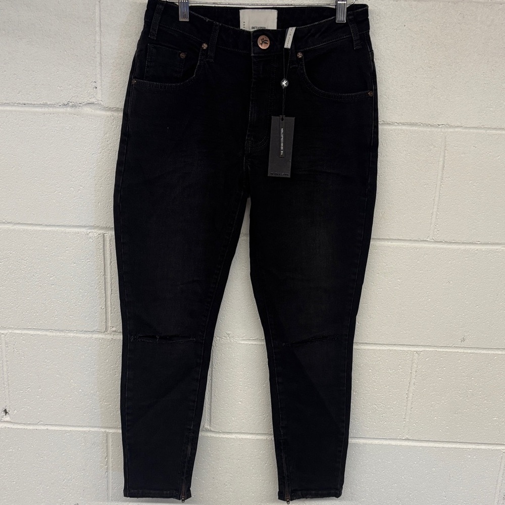 New one teaspoon Sz 26/2 knee slit worn raven high waist freebirds free people